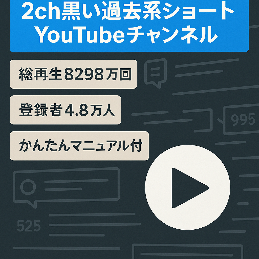 【収益化済/高品質！】登録者4.8万人超え！2023年12月に最高月収約38万円！2ch黒い過去系YouTubeショート動画チャンネル