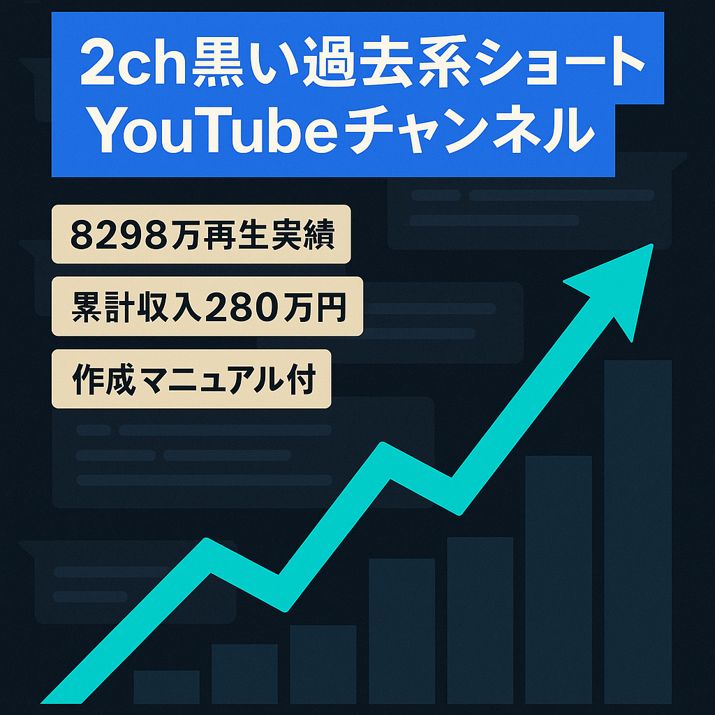 【収益化済/高品質！】登録者4.7万人超え！2023年12月に最高月収約38万円！2ch黒い過去系YouTubeショート動画チャンネル