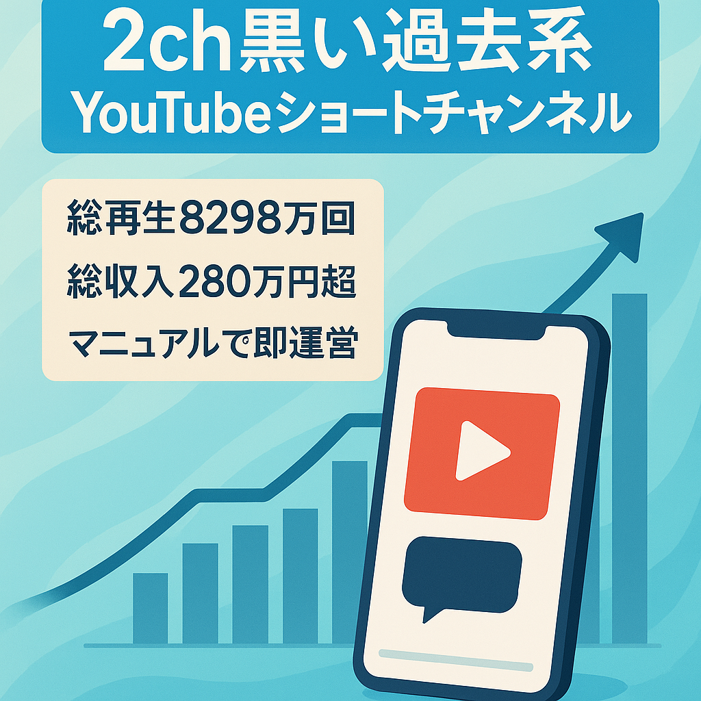 【収益化済/高品質！】登録者4.7万人超え！2023年12月に最高月収約38万円！2ch黒い過去系YouTubeショート動画チャンネル