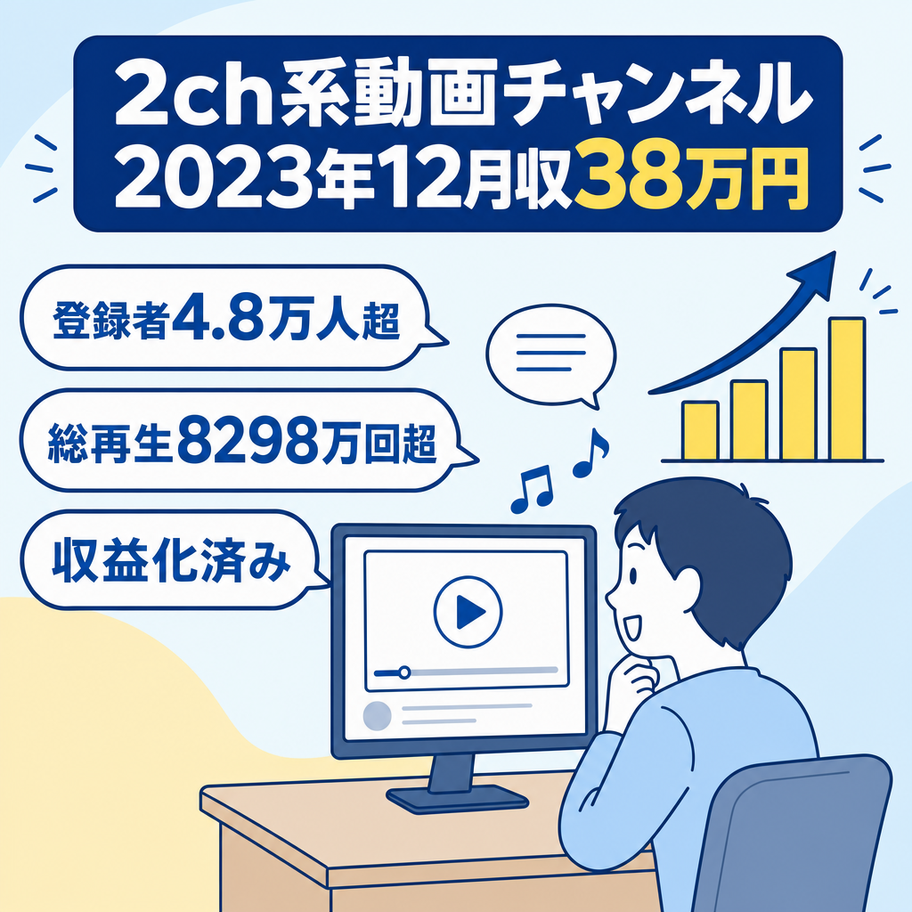 【収益化済/高品質！】登録者4.8万人超え！2023年12月に最高月収約38万円！2ch系YouTubeショート動画チャンネル