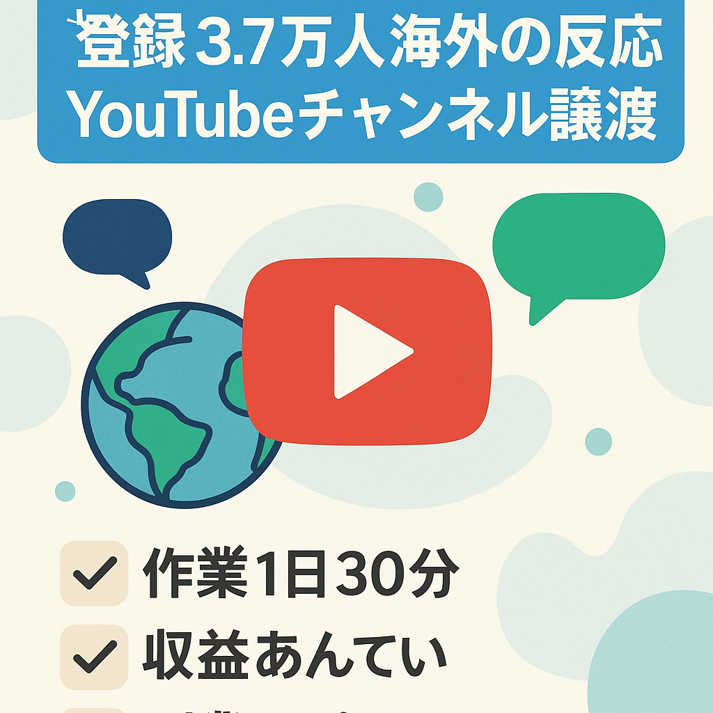 登録者3万7千人超の海外の反応YouTubeチャンネルのアカウント譲渡【ショート動画メイン】