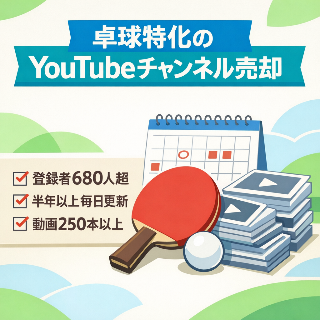 【登録者680人超】卓球特化型YouTubeチャンネル｜半年以上の毎日更新実績・教育系コンテンツ中心