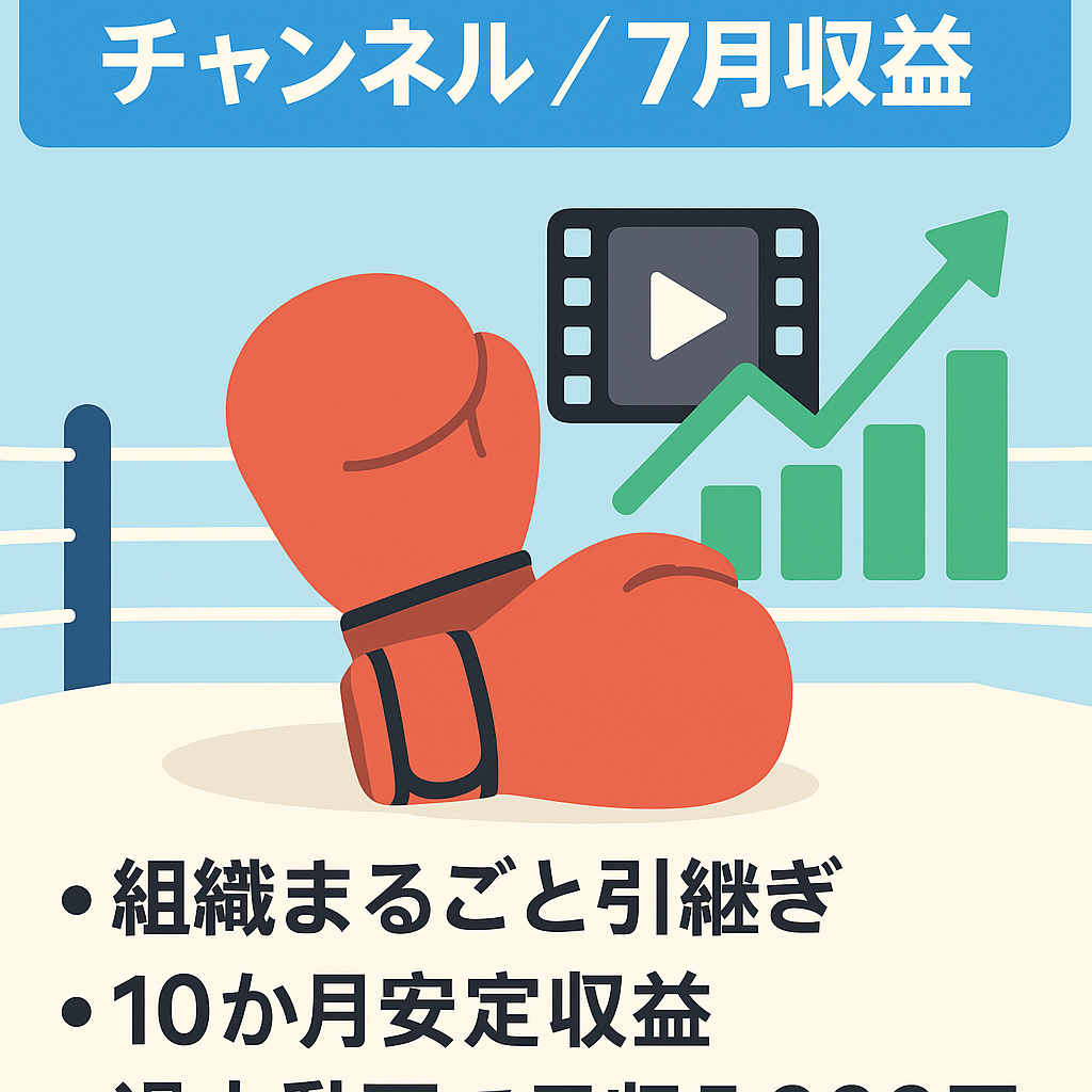 【7月収益51万円】運営マニュアル&「組織丸ごと」引き継ぎ！安定収益が見込める「格闘技解説」YouTubeチャンネル【登録者8,500人超え】