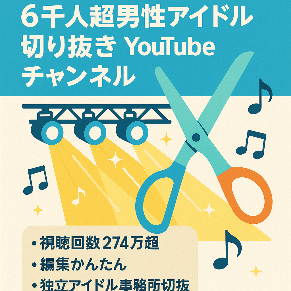 【チャンネル登録者数6,000人超え】某人気男性アイドル事務所の切り抜きチャンネル/総再生回数2,745,429回！【編集初心者でも簡単/訳アリ】