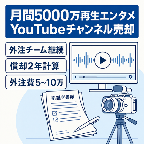 月間5000万再生 非属人エンタメYouTubeチャンネル 会社整理のため売却します