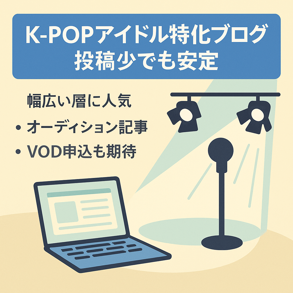 【値下げ交渉大歓迎】K-POPアイドル特化型ブログ★投稿頻度が少なくても安定した収益＆これからの需要も◎！