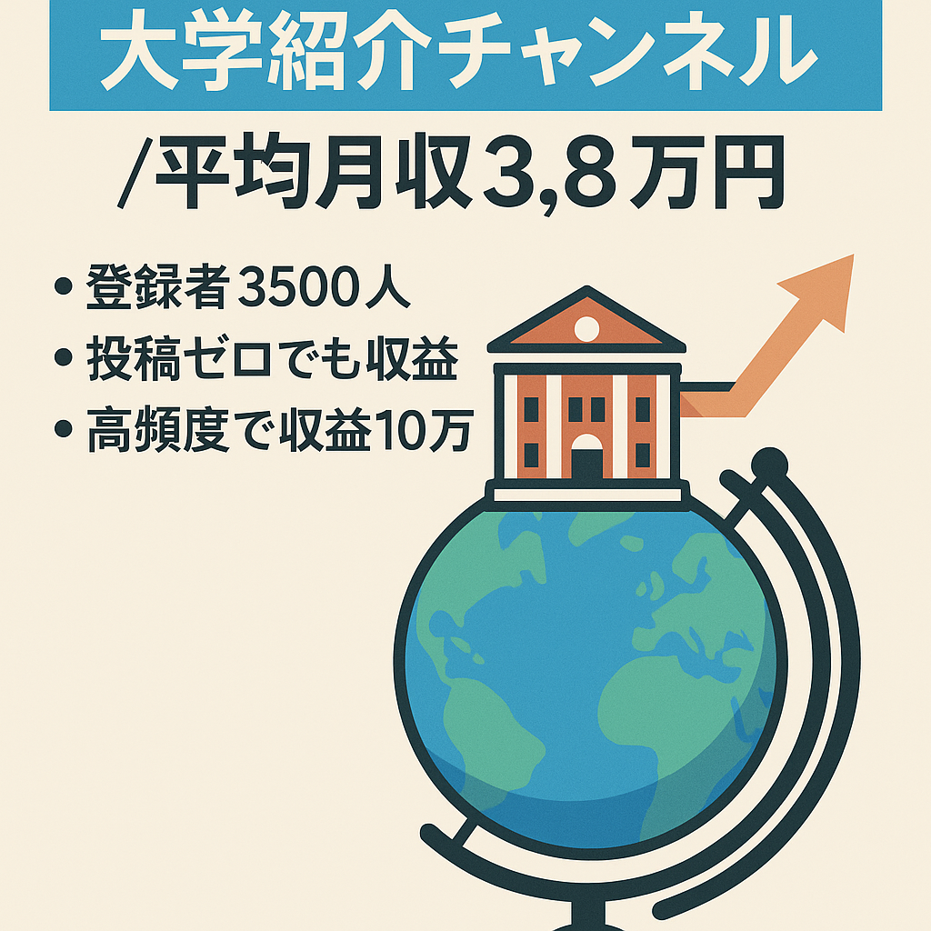 【平均月収3.8万円】投稿頻度高い場合は収益10万円超え・GoogleEarthStudioを使用した大学紹介ch