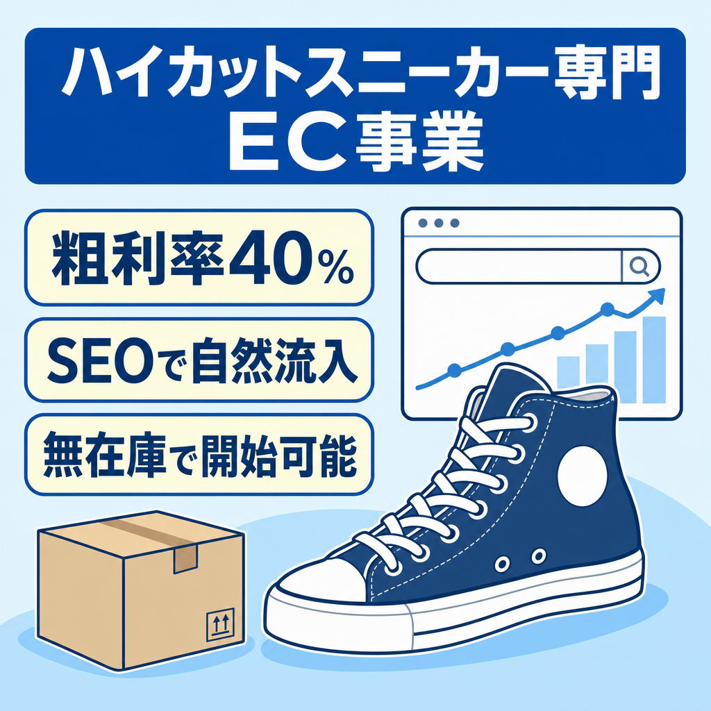 ハイカットスニーカー専門のEC事業（粗利率40%） SEO基盤が整っており自然流入で集客力◎