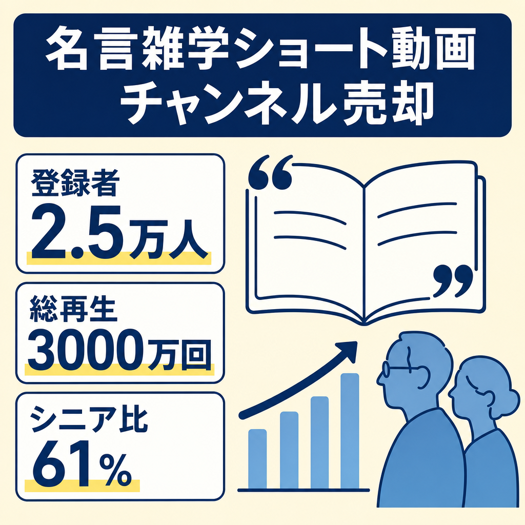 【登録者2.5万人】1ヶ月で2万人増の名言雑学チャンネル｜高齢者向けの非属人ショート｜総再生3000万回以上【収益条件達成済み】