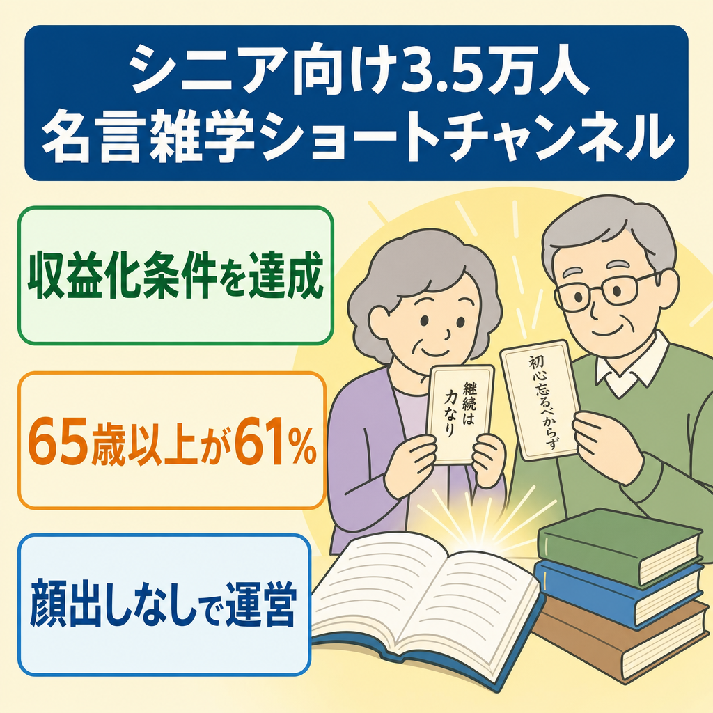 【シニア系3.5万人】収益化条件クリア済み・未申請｜非属人ショートch｜名言雑学チャンネル
