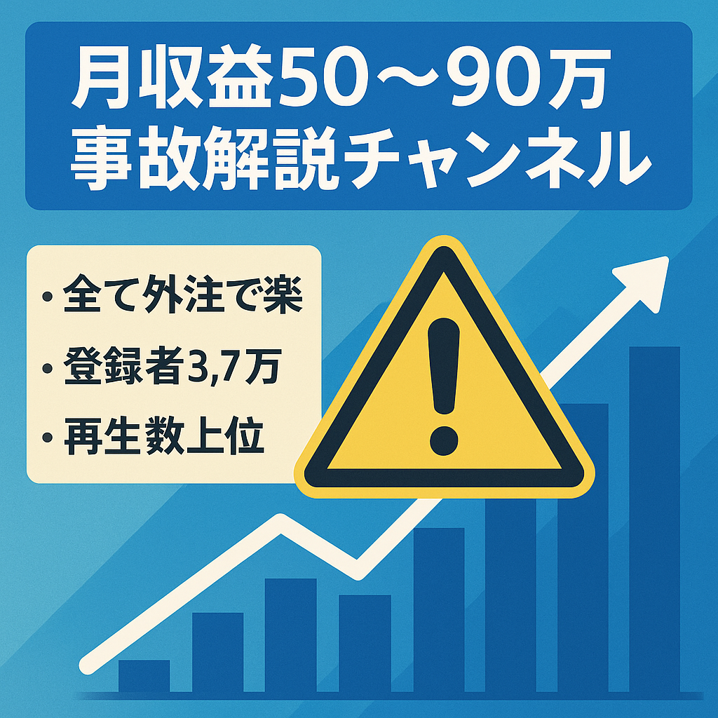 【月収益50~90万で安定/フル外注化済み！/サブChとセット販売】事故解説系チャンネル【登録者3.7万人以上】