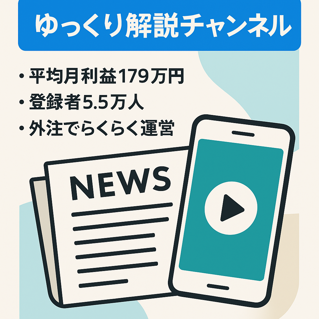 【月間利益平均179万円・登録者5.5万人】ニュース・時事系のゆっくり解説チャンネル【外注可能・非属人】