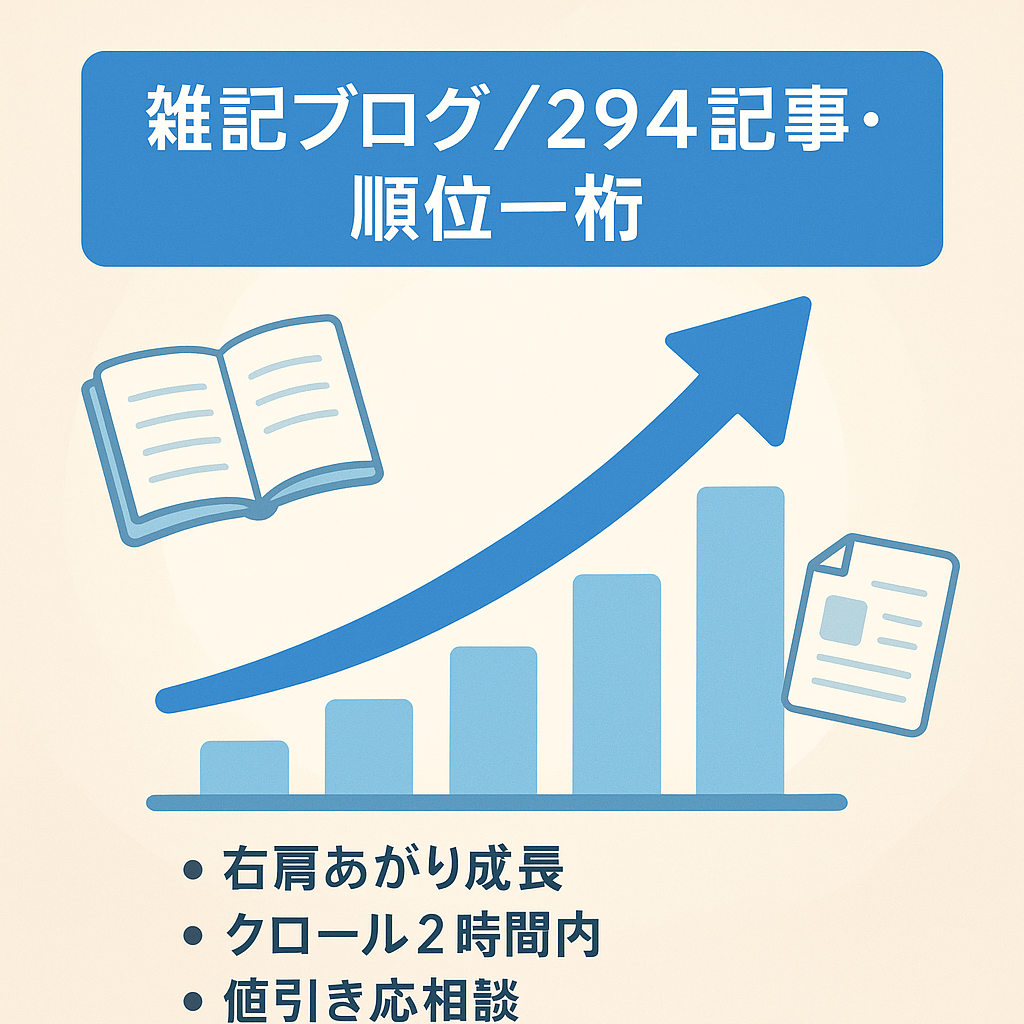 【雑記ブログ】右肩上がりで成長中 ！294記事の平均掲載順位が一桁でSEO効果抜群