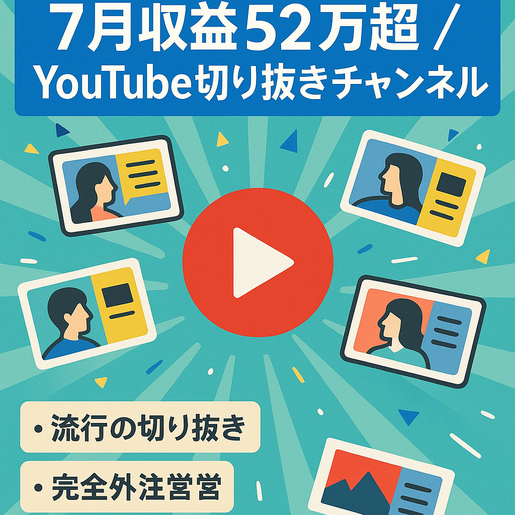 【フル外注】7月収益52万超え！YouTube切り抜きチャンネル