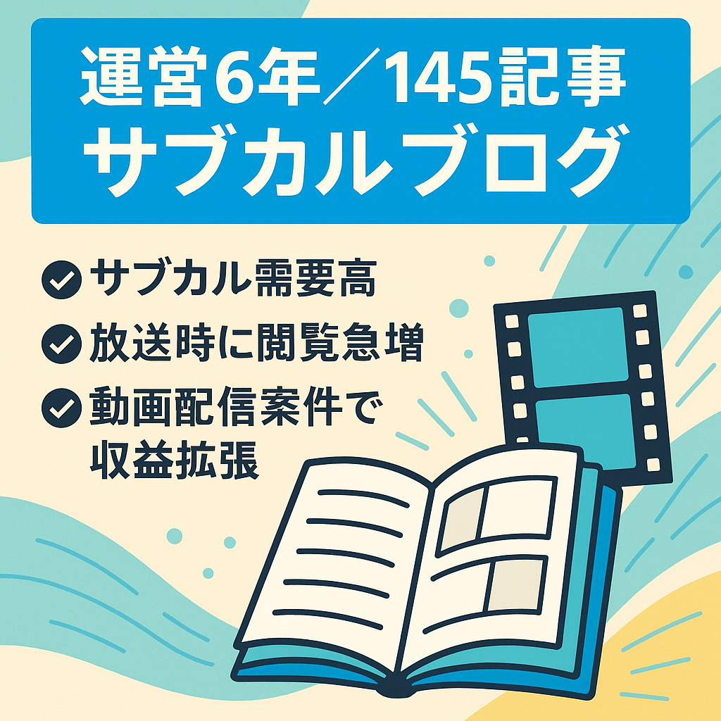 【アドセンス合格済】運営歴6年　公開数145記事　漫画・アニメなどサブカル系ブログ