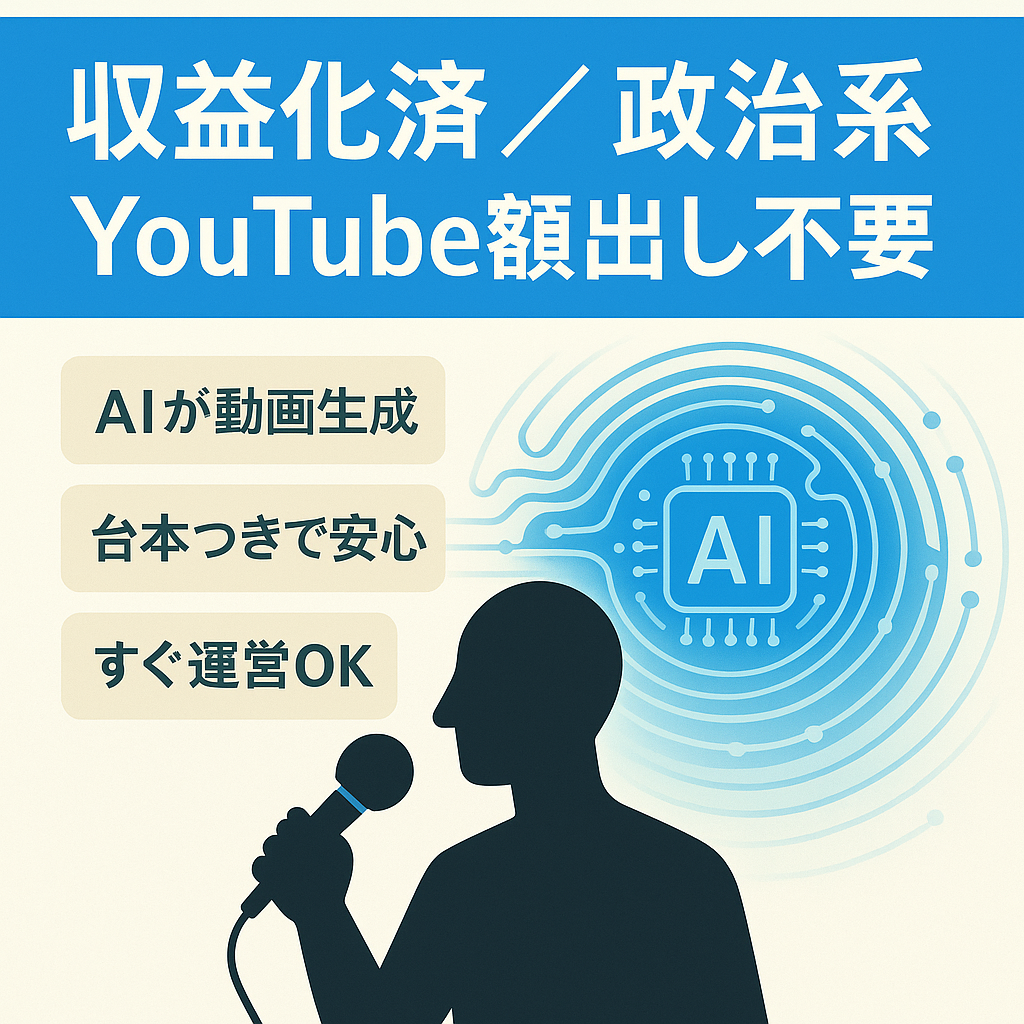 【収益化済】政治系YouTube（顔出しなし、AIで動画作成、作成台本あり）