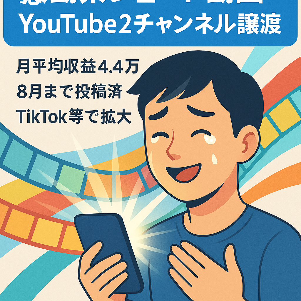 【過去6か月の月平均収益 44,000円】感動系ショート動画Youtube 2チャンネル セット販売