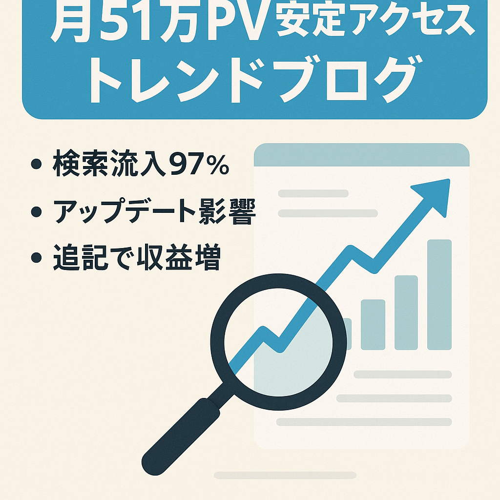 【月間最高51万PV・安定アクセス】1記事2,500字以上多数ありのトレンドブログ