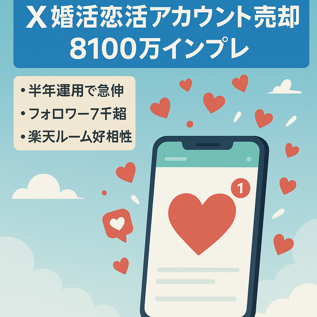 【X(twitter)婚活恋活アカウント8100万インプ！収益化済、フォロワー7500人超】