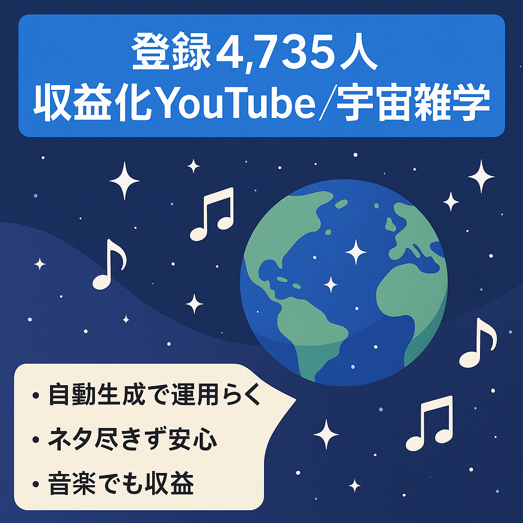 【収益化済】登録者数4,735人の宇宙の雑学Youtubeチャンネル