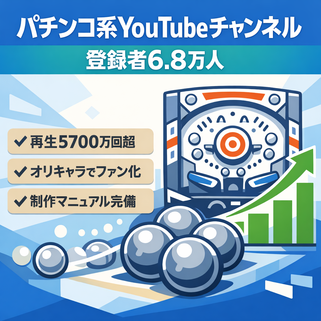 月平均収益38万】値引き交渉歓迎！非属人のパチンコ系YouTube