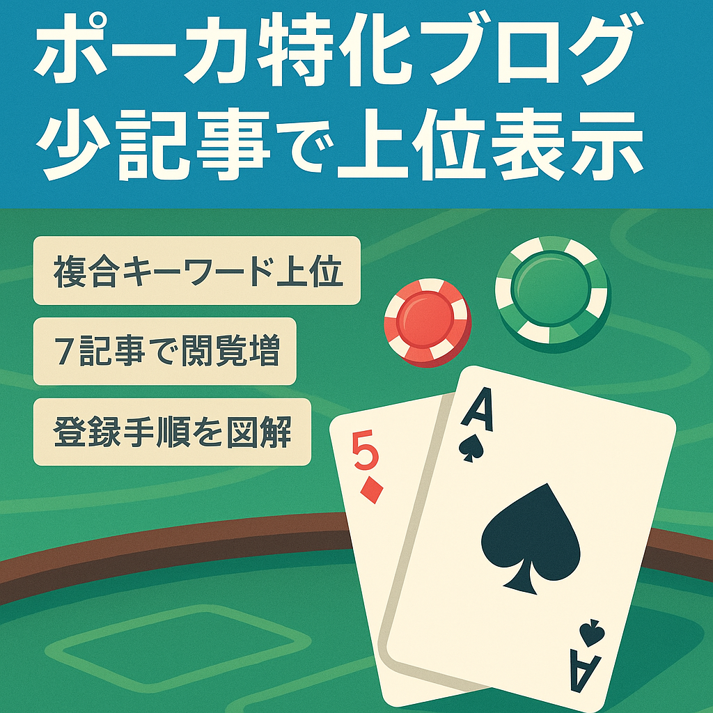 【オンラインポーカー特化】少ない記事数で1ページ目に複数ランクイン【SEO】