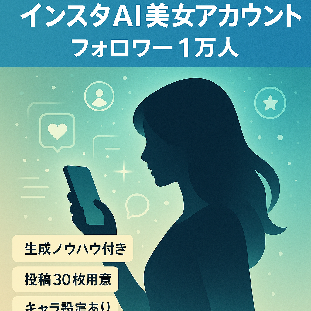 【AI美女インスタフォロワー1万人】生成マニュアル+プロンプトプレゼントで運用継続可能。 今後のAI事業にも活用可能。