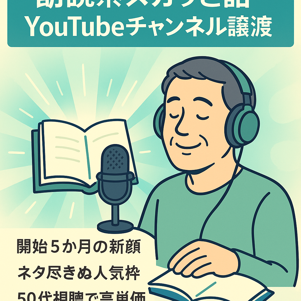 【更新無し6月売上3万6千円】スカッとする話朗読系YouTubeチャンネルの譲渡【属人性なし・外注化可能】