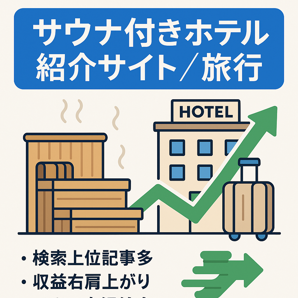 右肩上がり【サウナ付きホテル】特化した紹介サイト（旅行系サイト）検索1ページ目表示あり