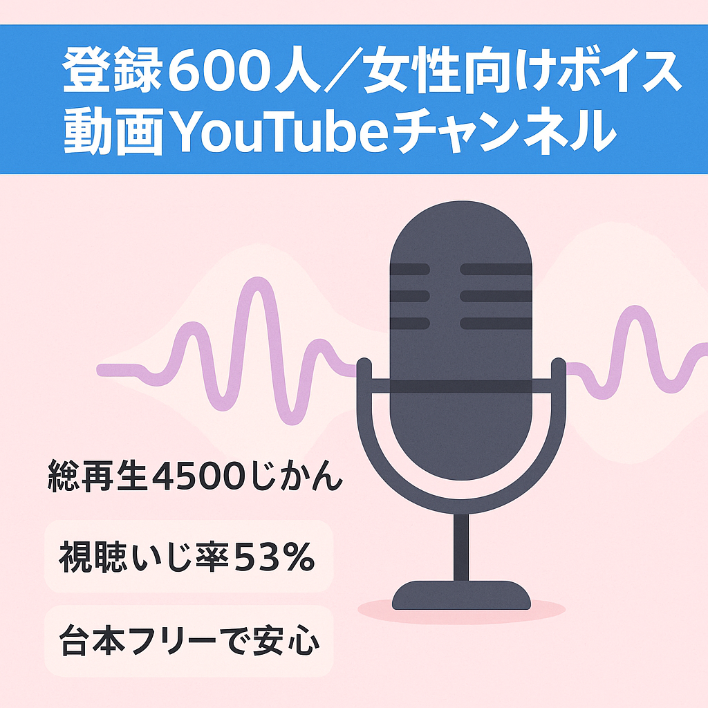 【登録者600人】女性向けシチュエーションボイス(イケボ)動画のYouTubeチャンネル【総再生時間4000時間クリア済】