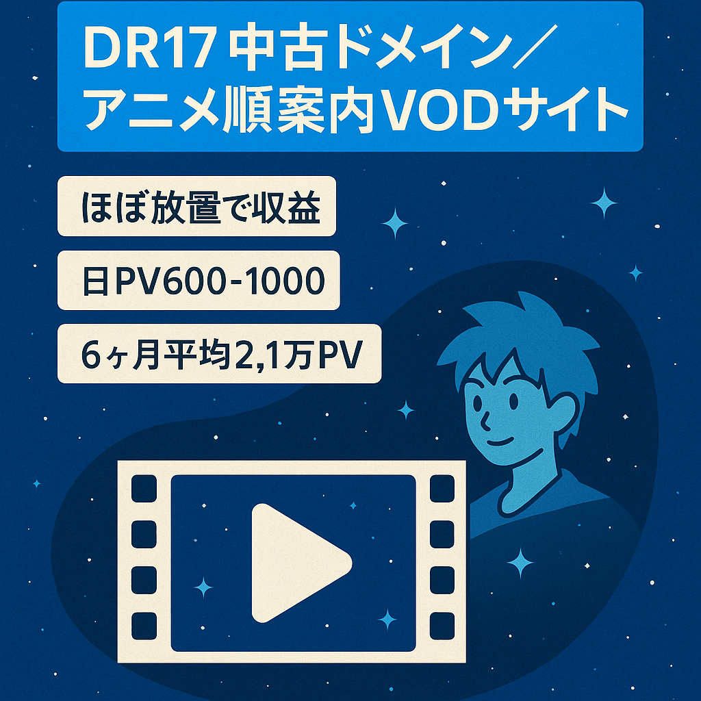 【中古ドメインDR17】アニメを見る順番の紹介からVODへ繋げたサイト
