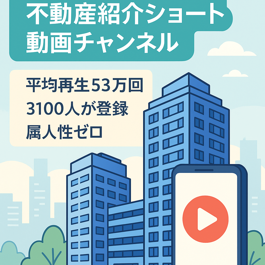 【チャンネル登録者数3100人】属人性ゼロのショート動画特化の不動産紹介系YouTube&TikTokチャンネル【投稿数本平均再生53万回】