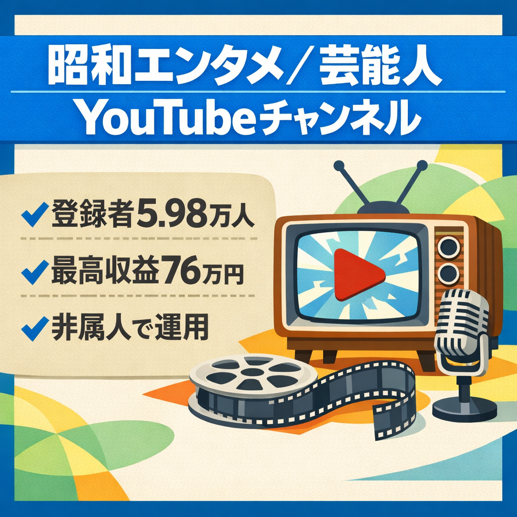 【登録者約6万人！最高収益76万円！】昭和のエンタメ・芸能人に特化したYoutubeチャンネル【非属人】
