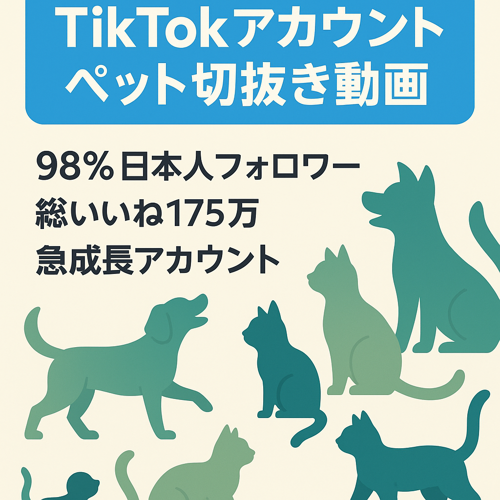 tiktok フォロワー31500弱　98%日本人　ペット系切抜き動画