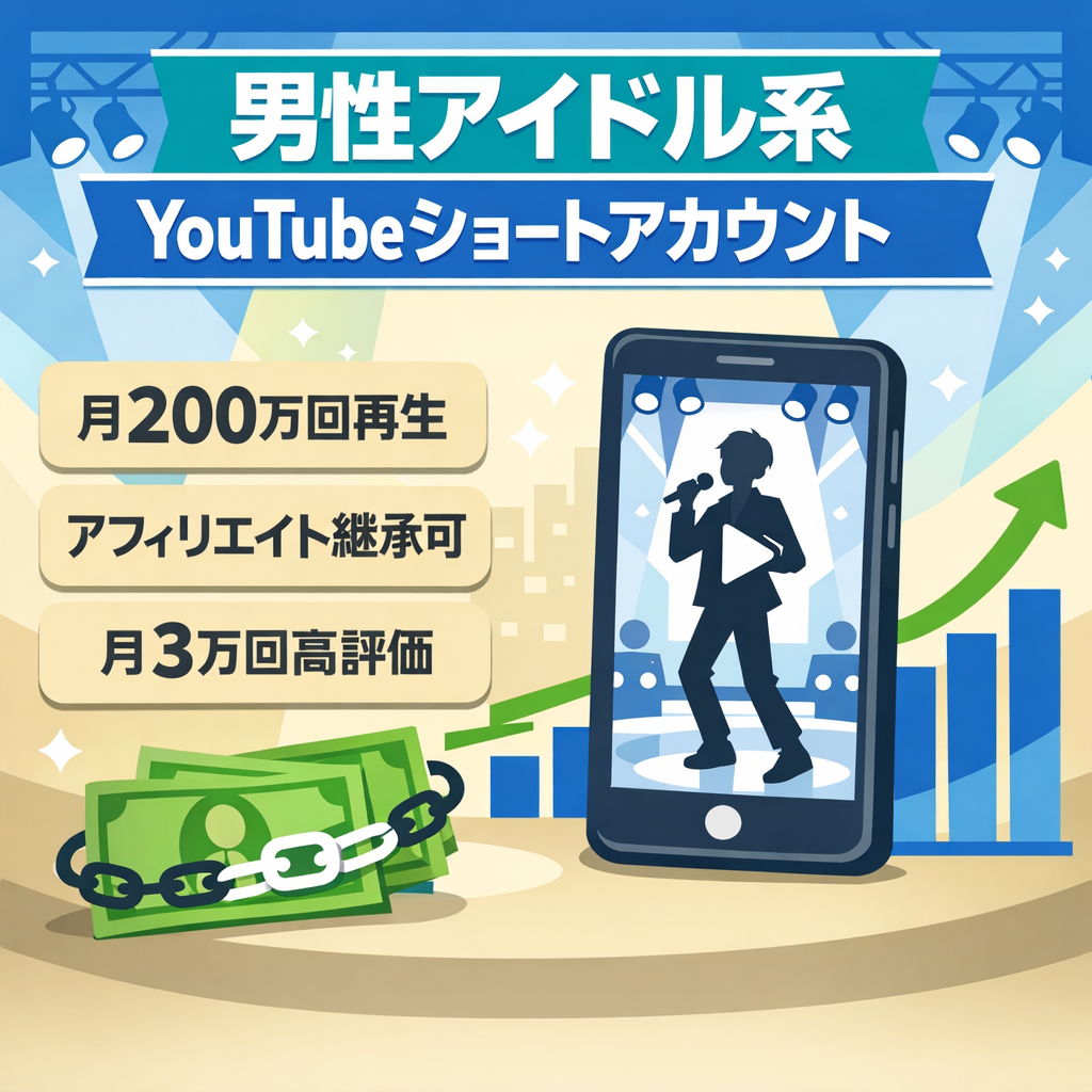 男性アイドルを中心としたYouTubeショート✕アフィリエイトで稼ぐアカウント
