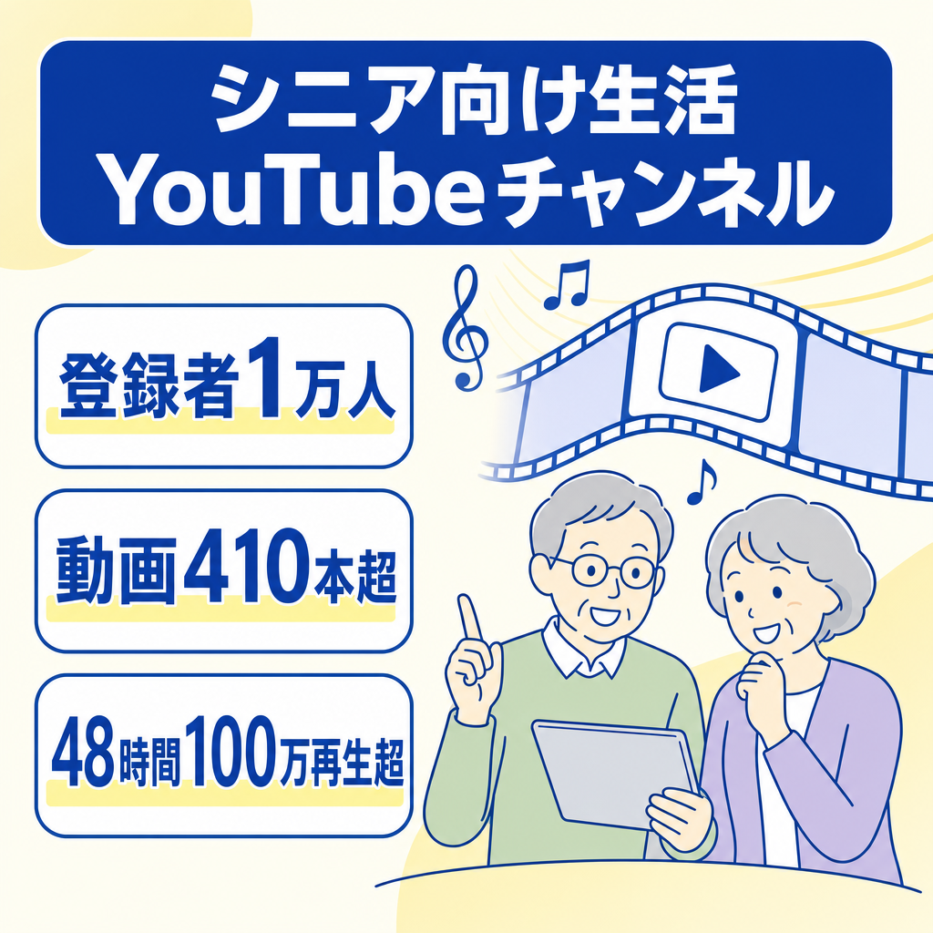 【収益化済】登録者1万人・BGM著作権収益あり・動画410本超｜台本AIプロンプト付きシニア向け生活YouTubeチャンネル