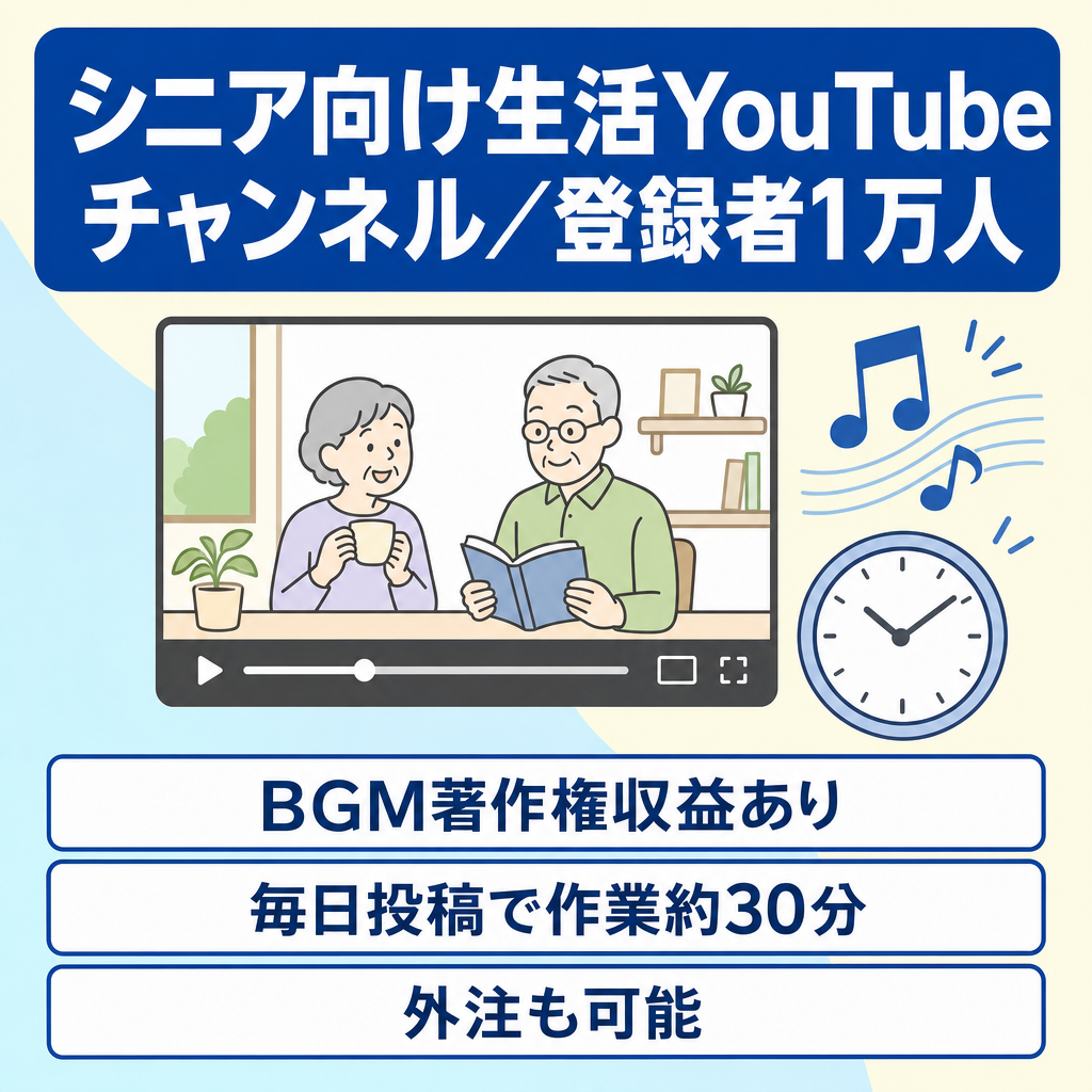 【収益化済】登録者1.5万人・BGM著作権収益あり・動画650本超｜台本AIプロンプト付きシニア向け生活YouTubeチャンネル