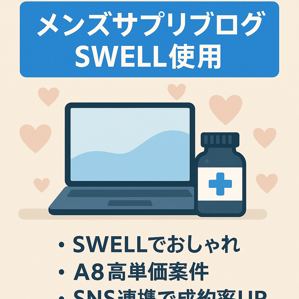 【メンズサプリアフィリエイト】大人気テーマSWELLを使った視認性が高いおしゃれなブログ・恋愛系出会い系妊活系にも流用可能【伸びしろ大】