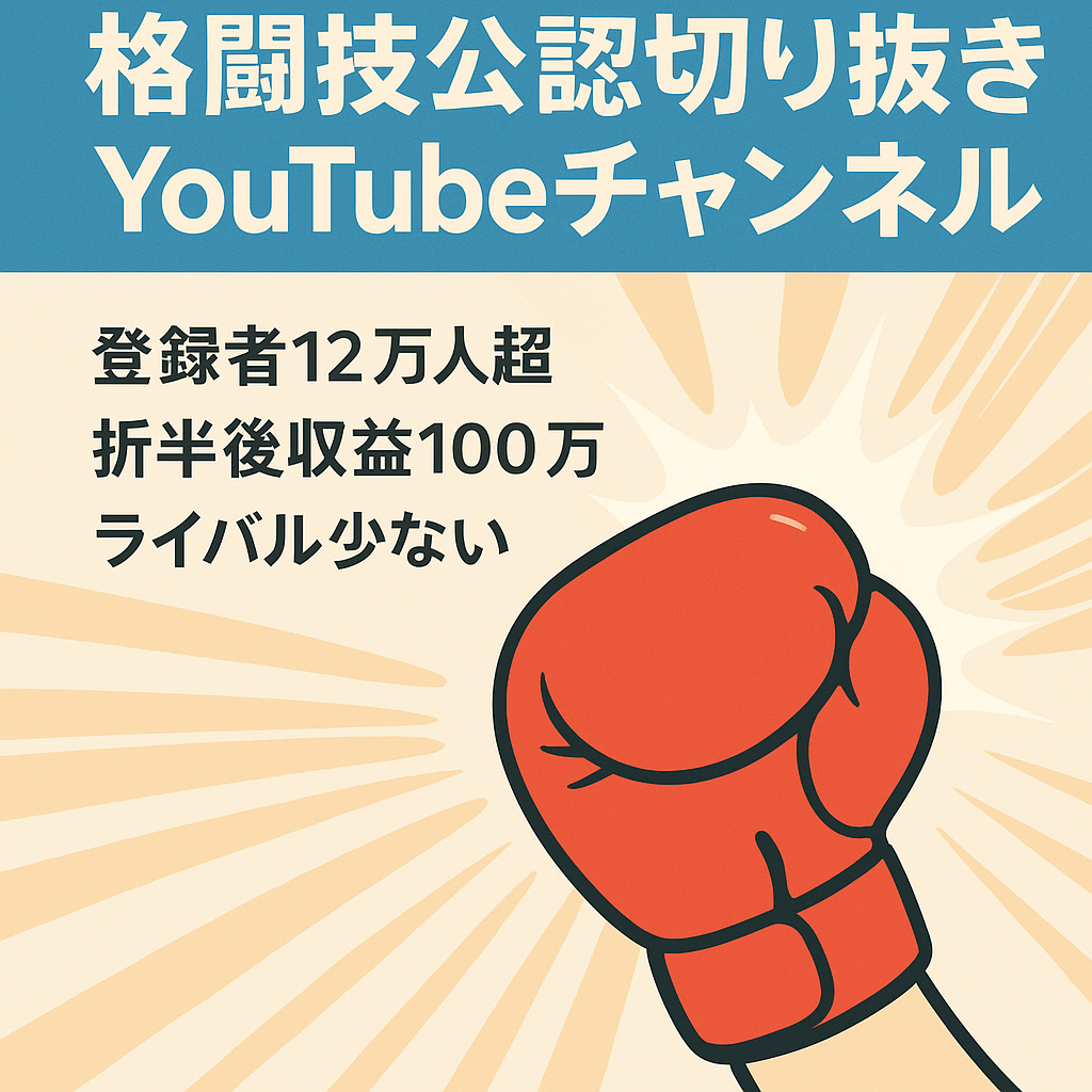 格闘技の公認切り抜き！登録者数12万人超え/総再生時間もうすぐ1億/折半後の最高収益100万円前後が2ヶ月あり/同ジャンルの中でも上位のチャンネルです！！