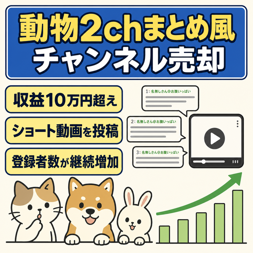 【収益化済み】月収益10万円超え！動物を題材にした2chまとめ風チャンネル