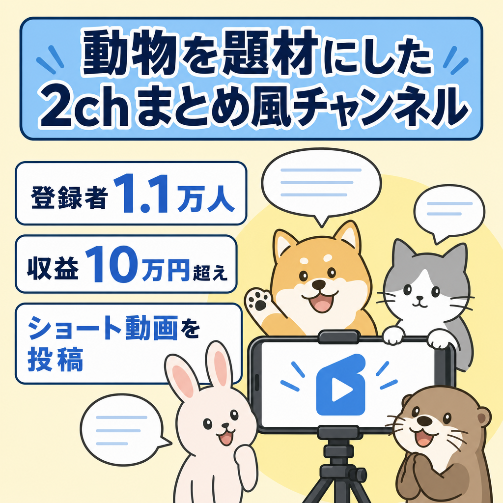 【登録者1.1万人！万バズ！】月収益10万円超え！動物を題材にした2chまとめ風チャンネル