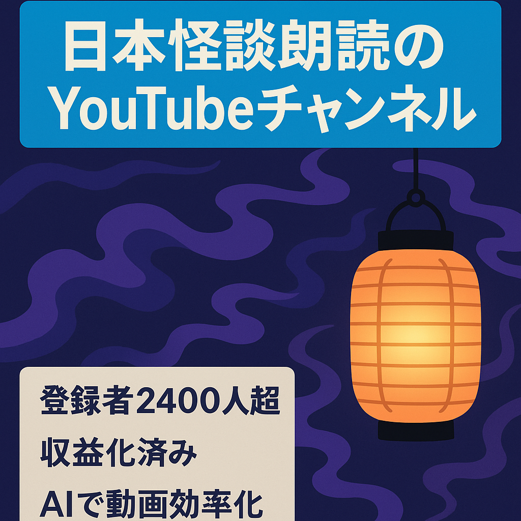 日本の伝承怪談に特化したYouTubeチャンネル｜登録者2,400人超｜収益化済｜落ち着いた朗読・中高年視聴者中心｜世界観完成・購入後は自由運営