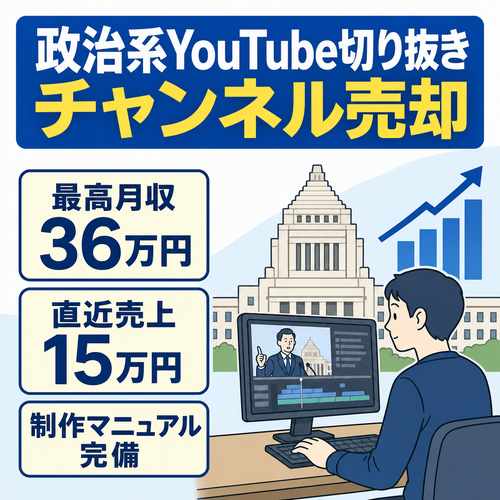 切り抜き：【最高月収36万円】非属人の政治系 / 直近売上15万円/ 毎月収益増加傾向/マニュアル完備