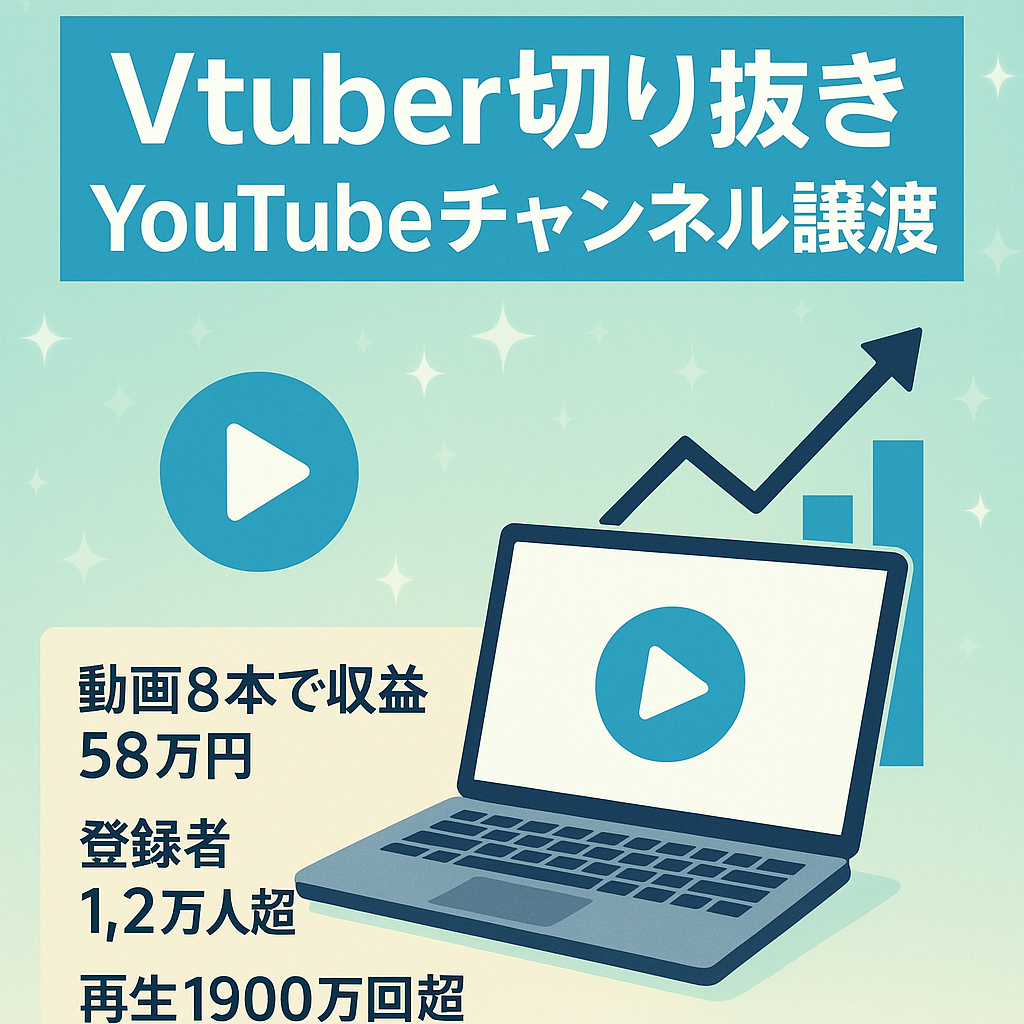 ※最終値下げ【登録者数12,000人/最高収益58万円】Vtuber切り抜きYouTubeチャンネルの譲渡【総再生回数1900万回超え】