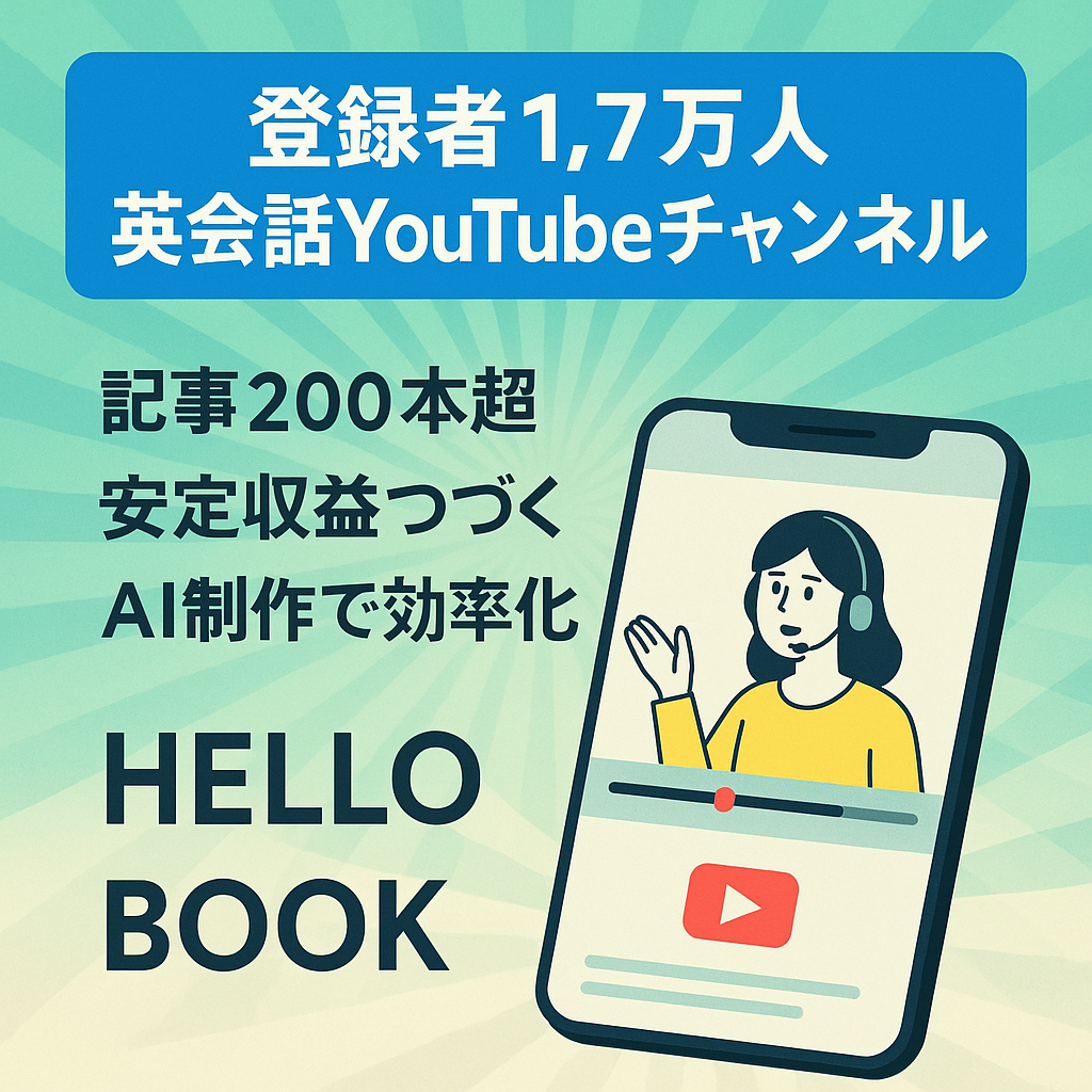 【顔出し声出し不要／登録者数17000人以上／累計収益63万円】英会話 YouTubeチャンネル！
