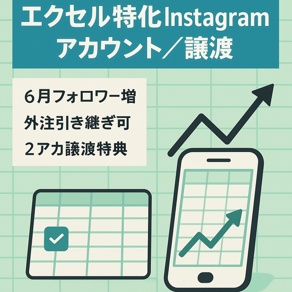 【総フォロワー10.6万人超え・最高月利140万】Excel特化のInstagramアカウント・外注引き継ぎあり