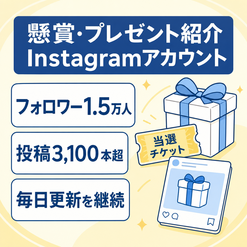 【フォロワー1.5万人・投稿3,100本・毎日更新中】懸賞・プレゼントキャンペーン紹介Instagram｜企業PR案件の受注実績あり・非属人