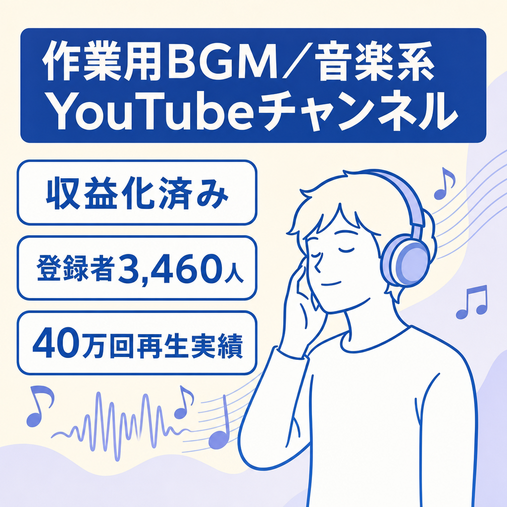 【収益化済み・登録者3,460人】40万回再生実績あり・作業用BGM/音楽系YouTubeチャンネル