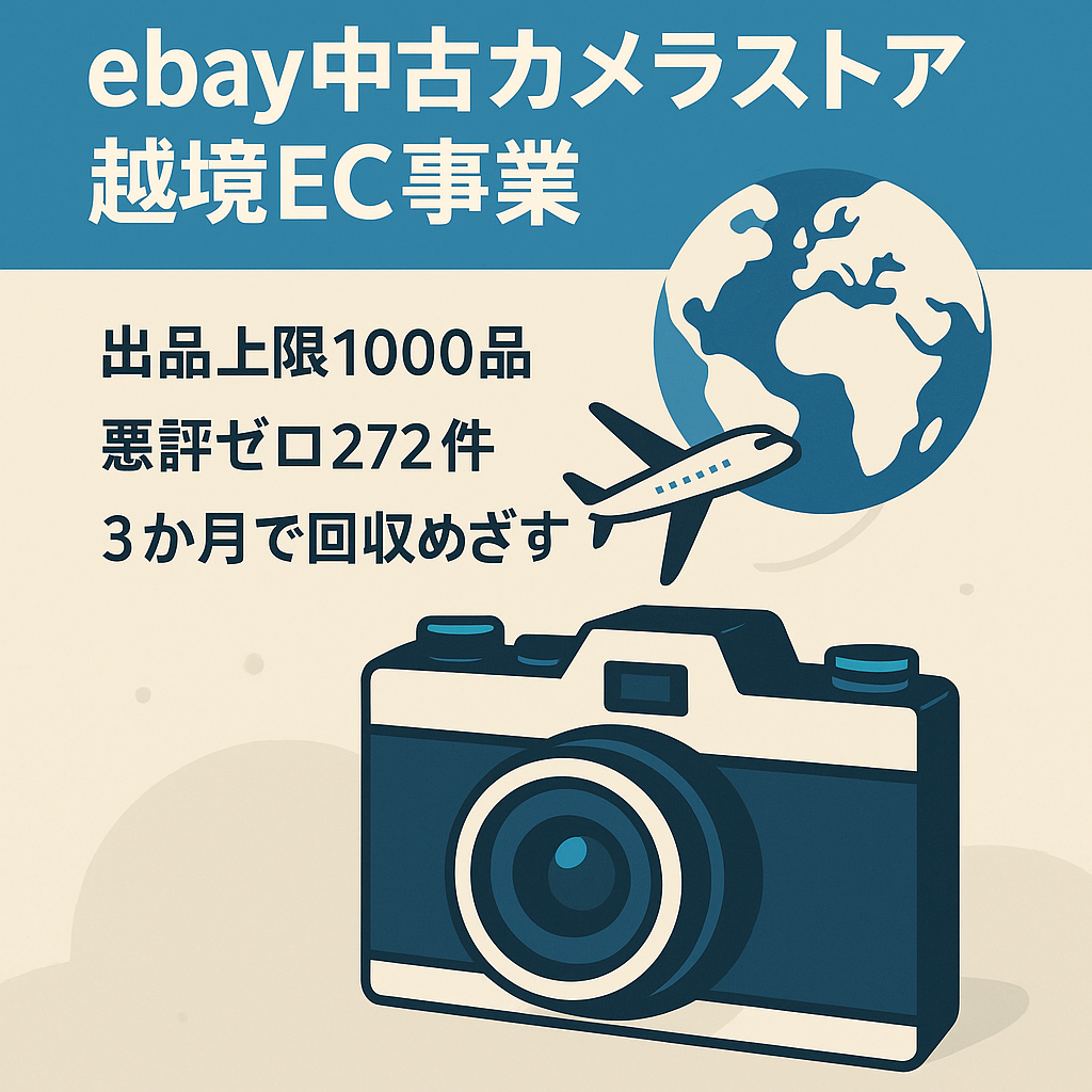 越境EC事業　ebayでの中古カメラ販売ストア　マイナス評価ナシ、評価数272件