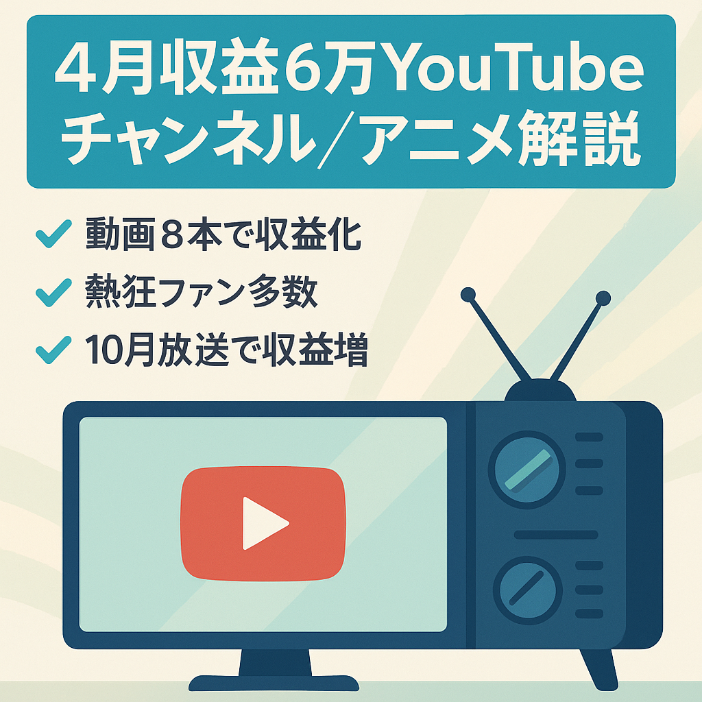 【４月収益６万円】１０月からアニメ化される某アニメCHの解説動画